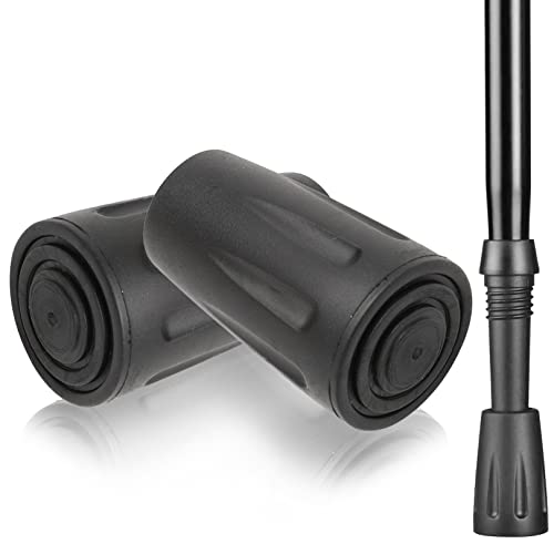 2Pcs Walking Stick Rubber Tips, Walking Poles Rubber Tips Ferrules，Trekking Pole Tip Protector 11mm Replacement Feet Rubber Ends Caps for Hiking Stick Walking Trekking Poles