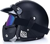 GKCEGHKS Casco Media Cara Casco clásico de Motocicleta Casco Jet de Media Concha Vintage Cascos Bicicleta Confortable Medio Casco Retro Motocicleta ECE Homologado Casco Moto Jet Abierto