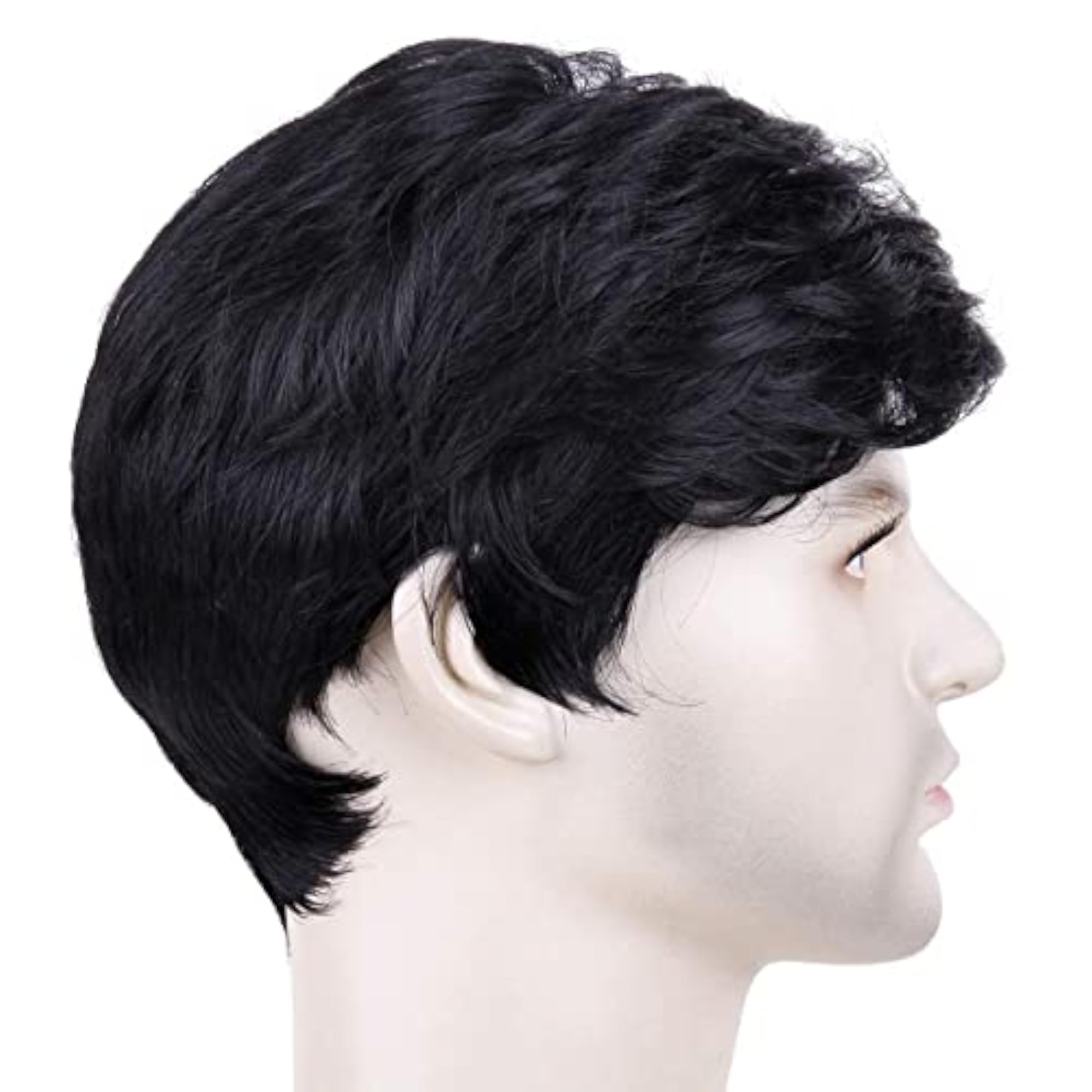 Men's Short Black Synthetic Wig, Cosplay Style