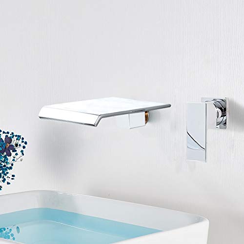 Mitigeur robinet cascade noir chrome mural pour lavabo fini les éclaboussures de salle de bain