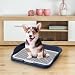 perfk Hundetoilette, Hundetöpfchen-Unterlage mit abnehmbarem Pfosten, Wiederverwendbare Netz-Trainingstoiletten-Töpfchenschale für kleine und mittelgroße, Navy Blau