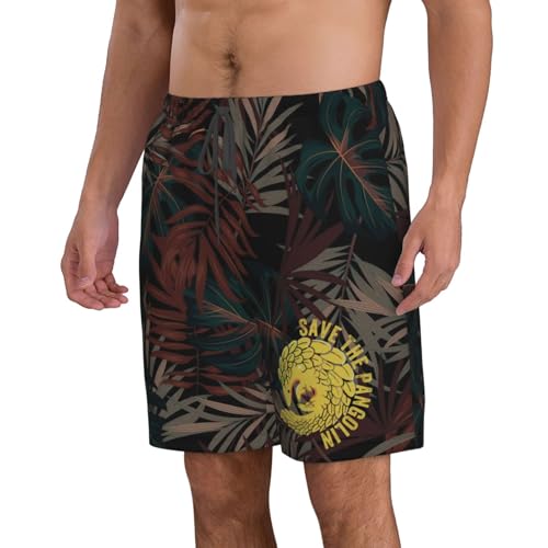 Save The Pangolin Men's Casual Board Shorts Swim Trunks Fit Summer Hawaii Beach Golf Short Swimwear Bathing Suits,2