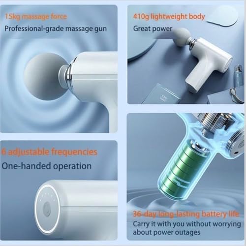 Image of Professional Massage Gun, Deep Tissue Percussion Massager with 4 Attachments, Cordless Electric Body Muscle Pain Relief Device, Black
