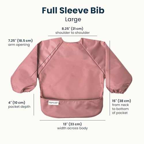 Image of Tiny Twinkle Long Sleeve Bib for Babies & Toddlers | 2-Pack Waterproof Smock Bib for Eating | Machine Washable & Mess-Proof Feeding Essentials | Newborn Shower Gift (Taupe Lilac,2-4Y)