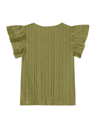 Image of Girls' Summer Shirts Cute Tops Ruffle Sleeve Crew Neck Casual Tees