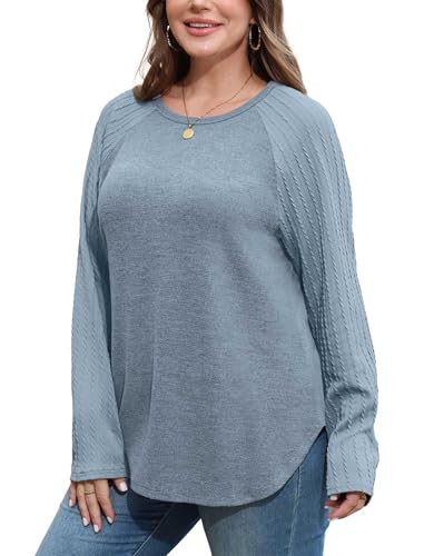 Image of SAMPEEL Sweatshirt for Women Long Sleeve Shirts Crewneck Sweaters Fall Fashion Outfits 2025 Trendy Tunic Tops Plus Size