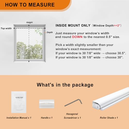Image of Persilux No Drill No Tools Cordless Blackout Roller Shades for Windows, Thermal Insulated UV Protection Pull Down Shades, Total Blackout Window Blinds for Home, Office, Bedroom (White, 23.5 inchW x 72 inchH)