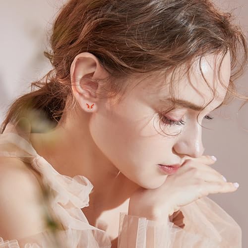 CUOKA MIRACLE Butterfly Earring Opal Butterfly Studs Earrings 925 Sterling Silver Hypoallergenic Butterfly Jewelry White/Black/Yellow/Orange/Purple/Blue/Green Stud Earrings for Sensitive Ears4