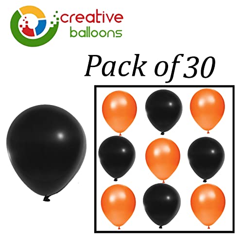10 inch Halloween Decoration Balloons Plain Black and Orange Balloons 30 Pack 2 Color Combination Halloween Balloon Set For Birthday Wedding Engagement - Image 3