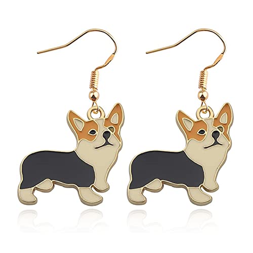 Cute cartoon alloy Corgi Dog Drop Dangle Earrings On Charm Animal Jewelry Corgi Gift For Pet Lover Corgi Mom Puppy Mom