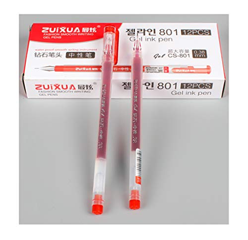 Qing Bolígrafos de Punta Redonda de 0,38 mm, Color Rojo, Negro, Azul, 24 Unidades, Color Rosso