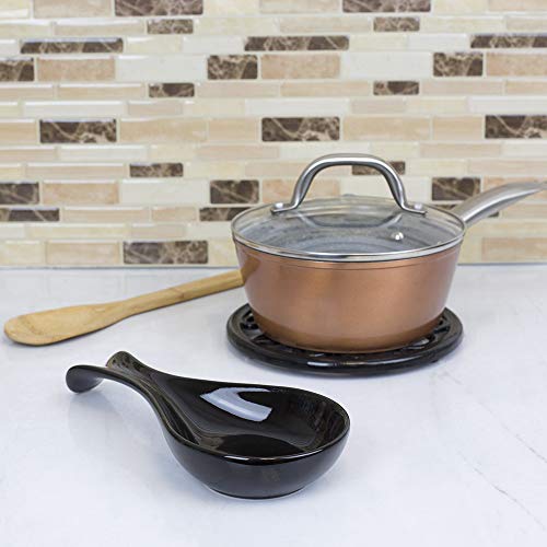 Home Basics Spoon Rest, 10.50" X 4.37" X 1.50", Black #TOP4