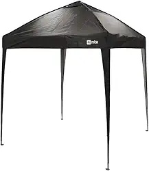 Gazebo Dobrável 2M x 2M, Tenda Sanfonada Preta com Estrutura em Metal, Toldo Pop-Up Portátil para Eventos Externos