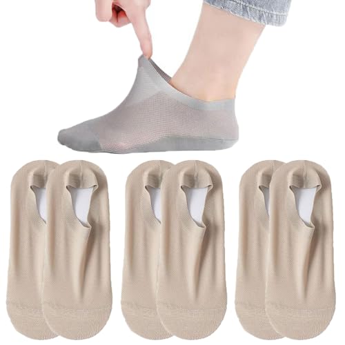 Ultra Thin Liner Non Slip No Show Socks Womens Men Invisible Ice Silk Breathable Sock Low Cut Socks (Skin 3Pair)