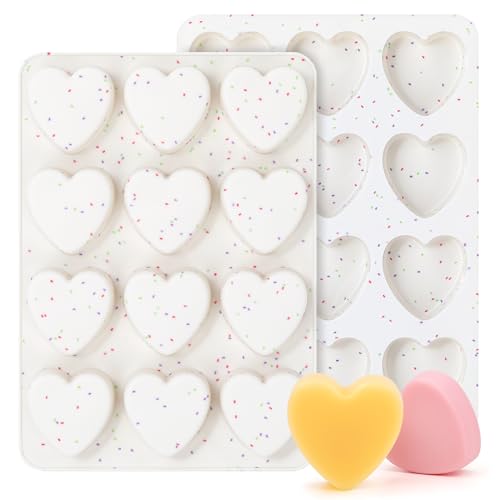 Moldes de silicona con forma de corazones 12 cavidades blanco miniatura 1
