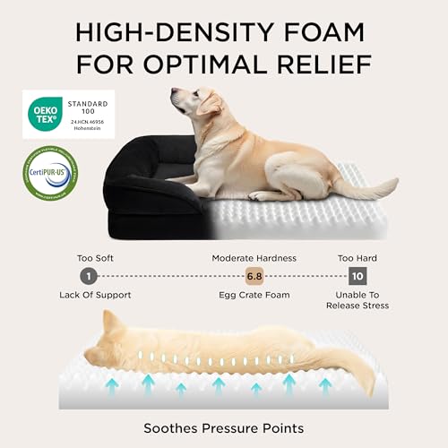 Image of Bedsure XL Plus Orthopedic Dog Bed for Extra Large Dogs - Washable XLarge Dog Cat Bed Waterproof, Comfort Dogs Couch Sofa with Washable Removable Cover, Pet Bed with Nonskid Bottom, Black, 48 inch