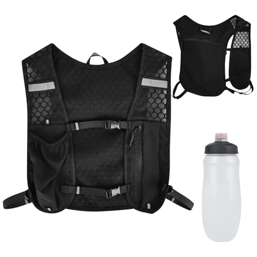 Laufweste für Damen und Herren,mit 1 Trinkflasche 500 ml,Verstellbare Brustgurte Running Vest,Ultraleicht Reflektierender Laufweste Hydration Pack für Laufen,Radfahren (Schwarzer., Extra breit) Laufweste für Damen und Herren,mit 1 Trinkflasche 500 ml,Verstellbare Brustgurte Running Vest,Ultraleicht Reflektierender Laufweste Hydration Pack für Laufen,Radfahren (Schwarzer., Extra breit)