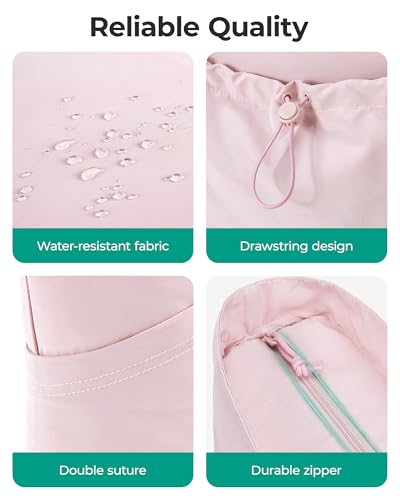Image of BAGSMART Foldable Tote Bag with Drawstring Bag, Tote Bag Shoulder Bag Top Handle Handbag for Travel, Work, Beach, Gym
