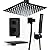 RTOBWEYE 12 Inch Shower Faucet Set, Rainfall Shower System with High Pressure Handheld Shower Head, Bathroom Mixer Shower Set Ceiling Mounted Rough-in Valve and Trim Kit, Matte Black, with Tub Spout