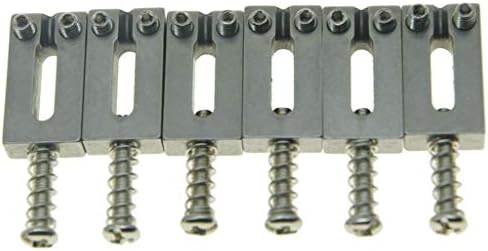 Dopro Pack of 6 Stainless Steel Guitar Saddles Bridge Saddle 10.8mm with Nickel Screws for Strat Tele 6 String Guitar