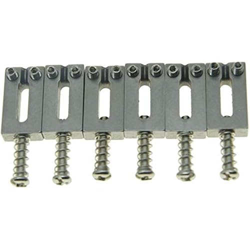 KAISH Set of 6 Stainless Steel Saddles Electric Guitar Bridge Saddle 10.8mm with Nickel Screws for Strat Tele Guitars