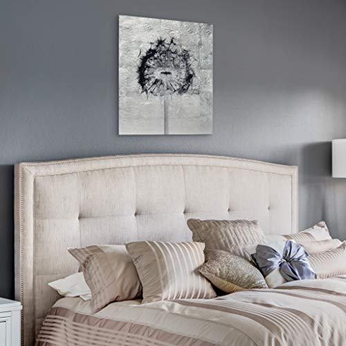 Empire Art Direct Dandelion Wall Art Reverse Printed On Tempered Glass Leaf Ready To Hang,Living Room,Bedroom ＆ Office, 24" X 24" X 0.2", Black, Silver #TOP4