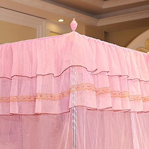 4 Corner Post Bed Canopy, Luxury Princess Net, 3 Side Openings Post Bed Curtain Canopy Bedding Netting Bed Tent Net for Single Bed/Double Bed/King-Size Bed(L)