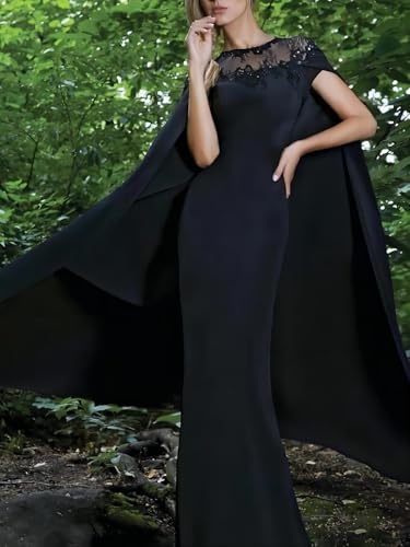 Sheath/Column Elegant Wedding Guest Dress Formal Evening Dress Stretch Fabric Floor Length Short Sleeve 20242