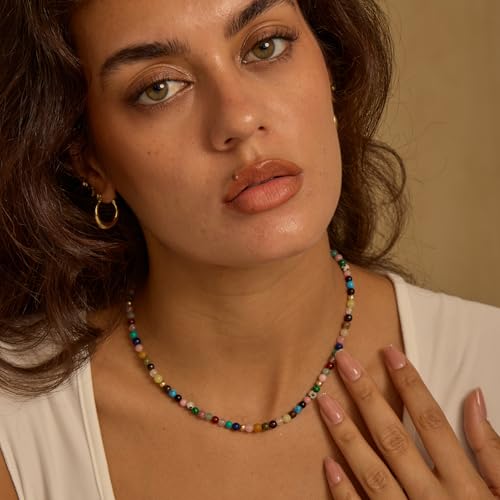 Boho Beaded Necklace for Women, Y2K Natural Pearl Beaded Necklaces Choker Summer Benchy Necklace Natural Bead Necklaces for Teen Girls Handmade Boho Jewelry Birthday Gift2