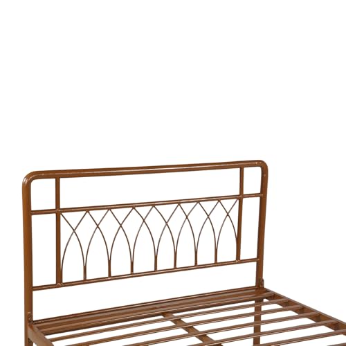 Image of Jexx Metal Single Size Bed Without Storage | Wrought Iron Single Bed with Headboard & Footboard| Sturdy Powder Coated Platform Cot for Bedroom, Living Room, (Jexx Brown)