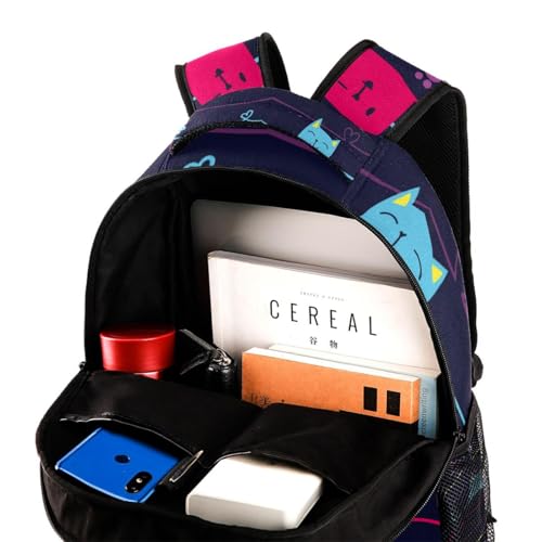 Sac de voyage décontracté et spacieux à motif chat avec bretelles confortables pour filles