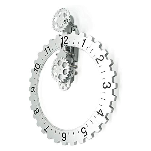 3D Modern Large Wall Art Rotary Gear Clock Mechanical Hour Wheel,Silver