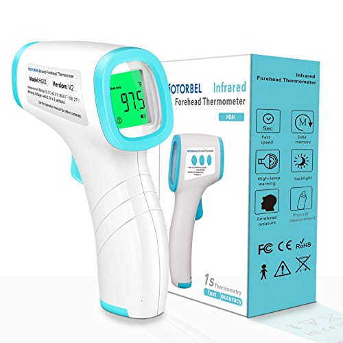 MOTORBEL Upgraded Non-Contact Infrared Forehead Thermometer for Adults and Kids, Professional Accurate Digital Thermometer, Body Thermometer with Fever Alarm, LCD Screen and Data Memory