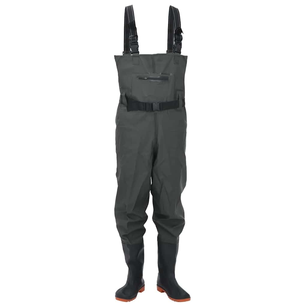 vidaXL Wathose mit Stiefeln Gürtel, Anglerhose Wasserfest Verstellbar, Teichhose für Angler Jäger Landwirte, Angelhose, Dunkelgrün Größe 40