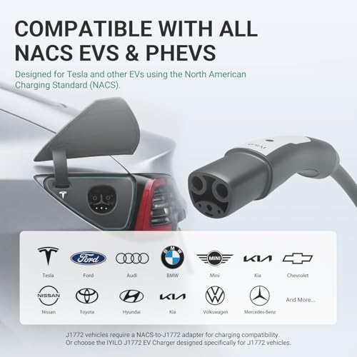 Image of Level 2 EV Charger for Tesla, 40Amp /9.6KW /240V, UL /ETL /Energy Star | Wall Charger Supports Power Sharing & Dynamic Load Balancing, Temp Sensors, WiFi, Smart APP, Scheduled Charging, NEMA 14-50P