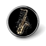 Saxofón Notas musicales novedoso insignia de metal 2.5 cm broche redondo Pin ropa sombrero bolsa corbata accesorios decoración