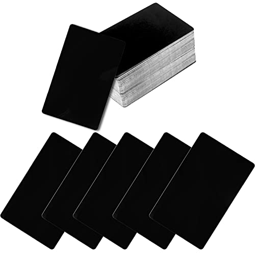 100 tarjetas de visita de metal en blanco, MaehSab 0,2 mm de aluminio grabado por láser negro tarjeta de nombre, tarjetas de nombre de oficina metálico DIY regalo, tarjetas VIP DIY (86 x 54 mm)
