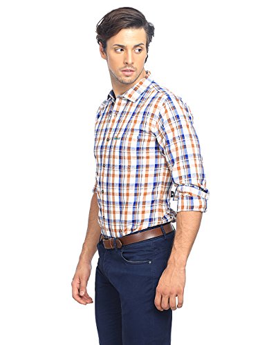 Image of BASICS 100% Cotton Checked Shirt for Men | Slim Fit | Everyday Smart Casual Wear | Full Sleeve