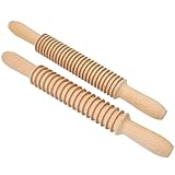 2Pcs Wooden Pasta Cutter, 5mm Tagliatelle & 7mm Fettuccine Noodle Roller, Rolling Pin for Pasta, Wood Homemade Dough Maker Cutting Wheel, Easy Use Kitchen Cooking Tool