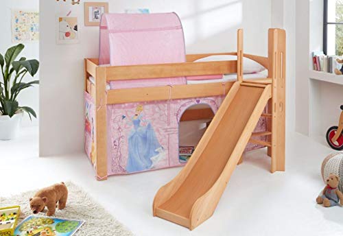 Froschkönig24 Hochbett Leo Kinderbett mit Rutsche Spielbett Bett Natur...