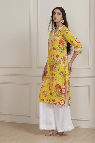 Image of BIBA Women Floral Printed Straight Kurta