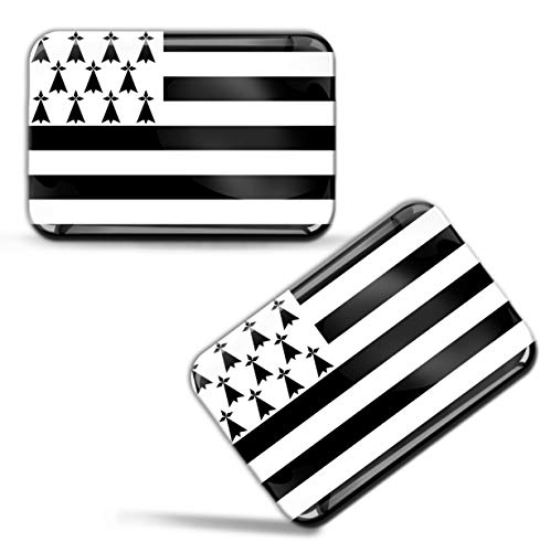 Biomar Labs® 2 x 3D Flexibles Autocollant Stickers National Drapeaux Breton Motif Bretagne France Voiture Auto Moto Tuning F 70