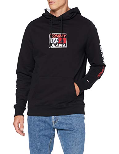 Preisvergleich Produktbild Tommy Jeans Herren TJM Essential Graphic Hoodie Pullover, Schwarz, M