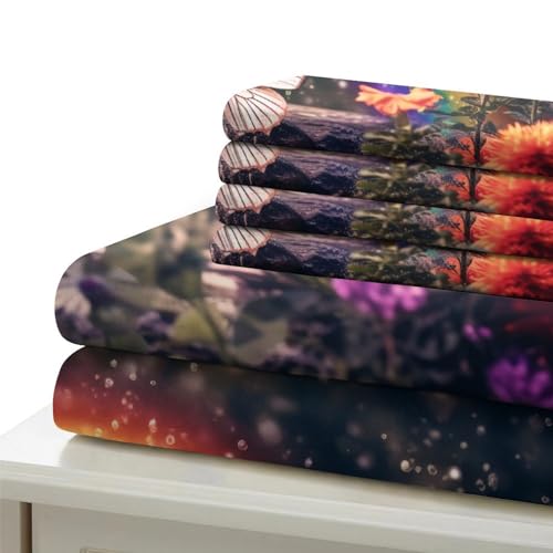 Housse de couette fleurs papillons lit double avec taies d'oreiller - 7