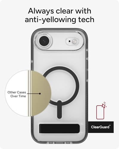 Image of ZAGG Santa Cruz Snap Case with Kickstand for iPhone Air - Jet Black, Drop Protection (13ft /4m), MagSafe Charging Compatible, ClearGuard Anti-Yellowing Technology, Scratch Resistant Phone Case