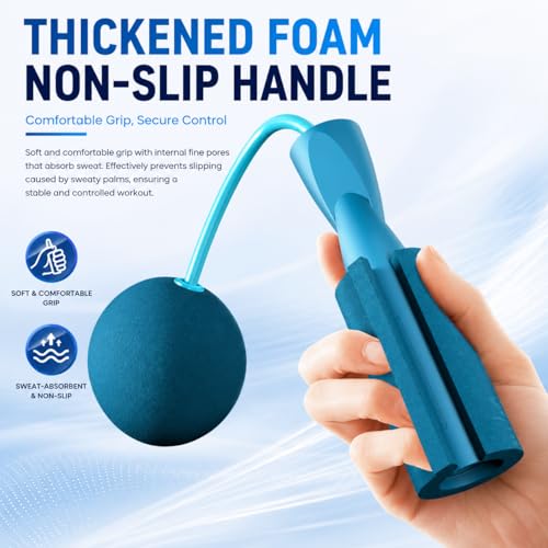 Image of Skipping Rope For Men & Women - Cordless Jump Rope With Cordless Ball - Tangle Free Skipping Rope With 360 Degree Ultra Smooth Bearing For Men, Women & Kids - Indoor Exercise (Blue, Model - 2)