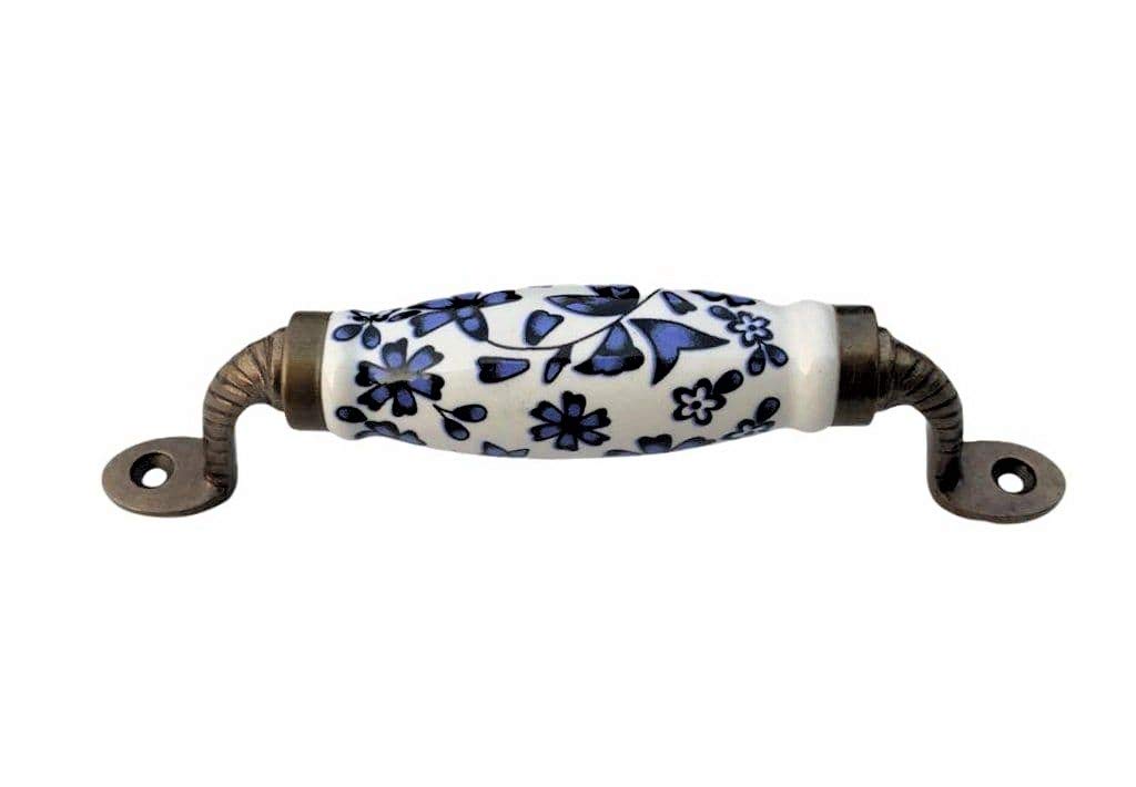 Maison Belle Ceramic Door Handle Gold Antique Finish - (Size 6 Inch, Blue Flower Hand Painted) Pack of 1 (B08RWPS9D9) Amazon Price History, Amazon Price Tracker