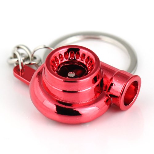 Image of maycom Spinning Turbo Keychain Keyring Turbocharger Turbine Key Chain Ring Keyrings (Metallic Red)