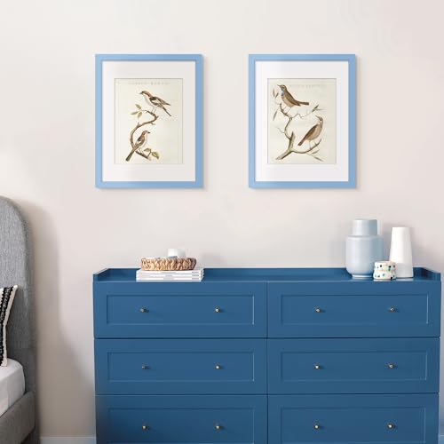 Image of upsimples 11x14 Picture Frame, Display Pictures 8x10 with Mat or 11 x 14 Without, Wall Hanging Photo Frames, Blue, 1 Pack