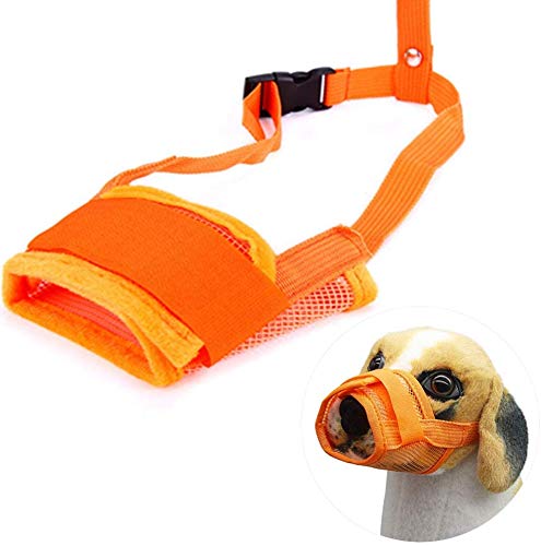 Lloow Muselière pour Les Chiens, Muselière réglable, Mesh Respirant la Bouche pour Chien Antiabbronzante Couverture pour Dog Bark Rapide à muselière pour Chiens Taille Moyenne,Orange,XL
